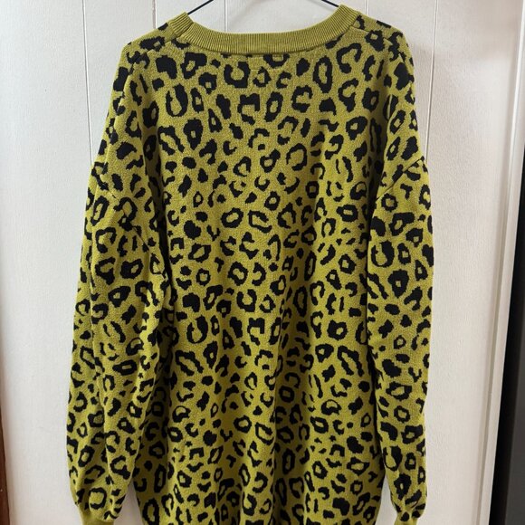 Red Sky Chartreuse Leopard Print Sweater Dress - Picture 3 of 4